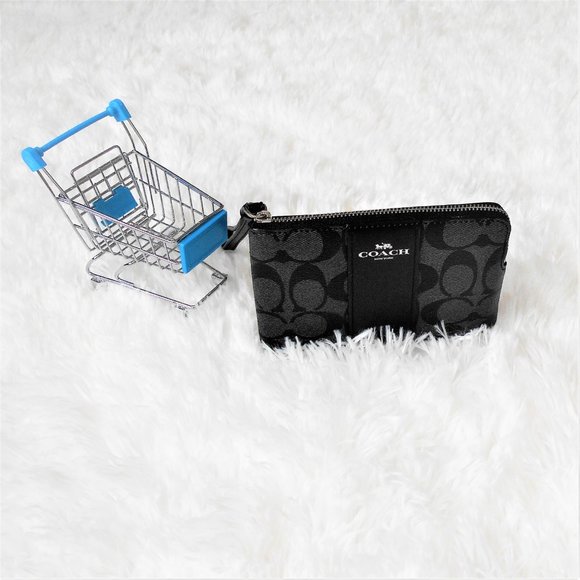 Coach Signature PVC Leather Corner Zip Wristlet - Picture 9 of 12